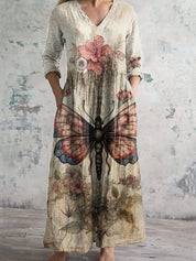 Langes Damen Boho-Kleid mit Blumenprint