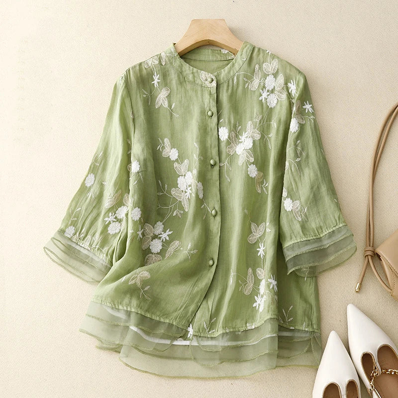 Damen Bluse mit Stickerei – leicht, luftig und elegant