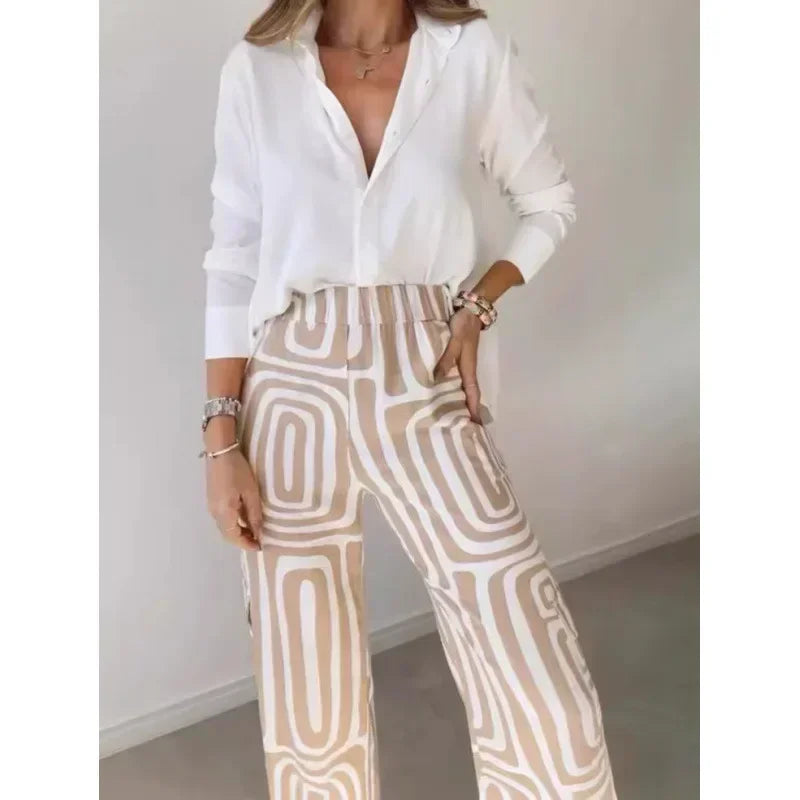Elegantes Damen-Set: Bluse und weite Hose – leichtes Sommeroutfit