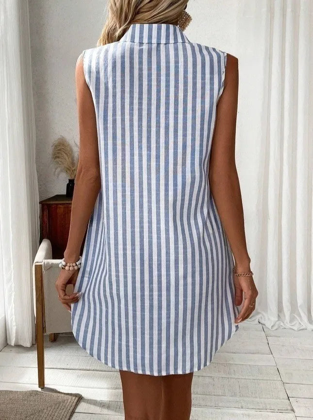 Ärmelloses Hemdblusenkleid mit Streifen – leicht und elegant