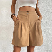 Damen High-Waist Shorts – Elegante kurze Hose mit Taschen, leicht und luftig