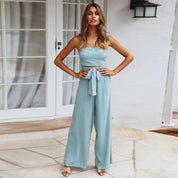 Damen Trägerloser Jumpsuit mit weiten Beinen