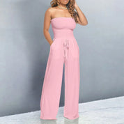 Damen Jumpsuit trägerlos mit weiten Beinen