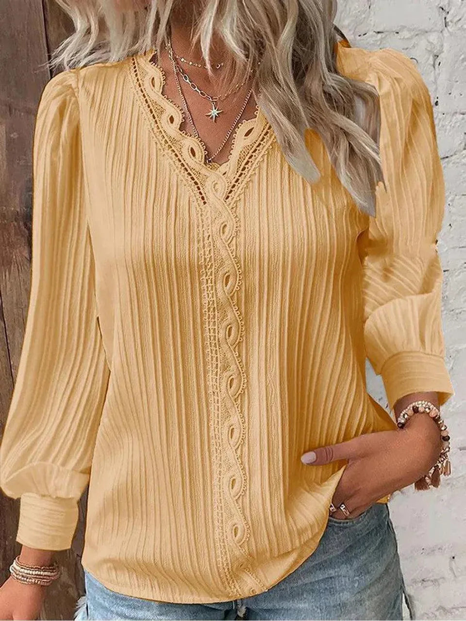 Damen Bluse elegant mit Spitzendetails
