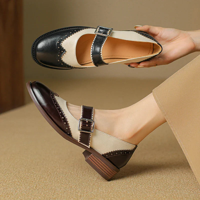 Damen Pumps im Retro-Stil mit Riemchen und niedrigem Absatz – Elegante Vintage-Schuhe