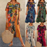 Damen Oversize Maxikleid – Leichtes, luftiges Kleid mit kurzem Arm