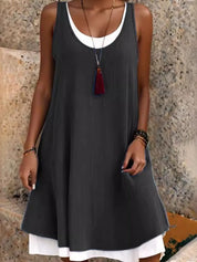 Damen Sommerkleid ohne Ärmel – leichtes A-Linien-Kleid in luftigem Schnitt
