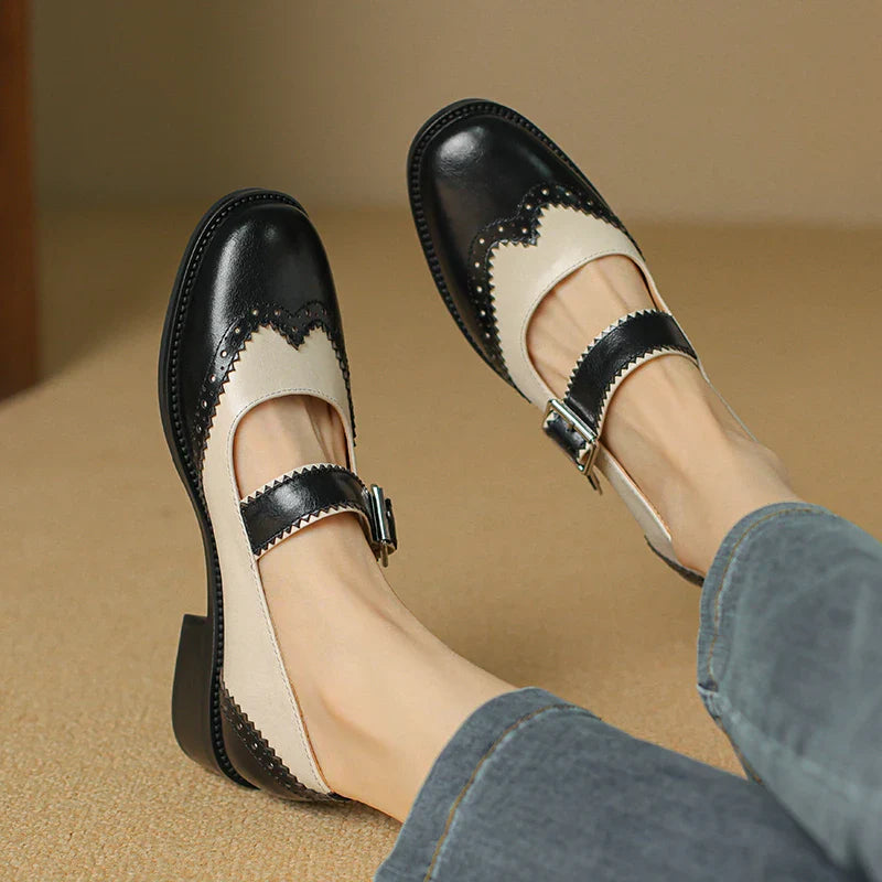 Damen Pumps im Retro-Stil mit Riemchen und niedrigem Absatz – Elegante Vintage-Schuhe