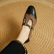 Damen T-Strap Ballerinas – Elegante Retro-Ballerinas mit niedrigem Absatz