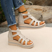 Damen Keilsandalen mit Riemchen – bequeme Sommersandalen mit Dämpfung und stabilem Absatz