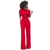 Eleganter Damen-Jumpsuit mit asymmetrischem Ausschnitt und Taillengürtel