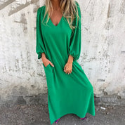Damen Oversize Maxikleid mit Schlitz und Taschen