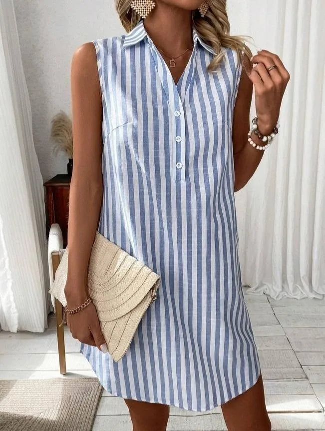 Ärmelloses Hemdblusenkleid mit Streifen – leicht und elegant