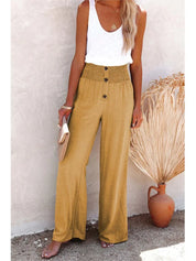 Damen Highwaist-Hose mit weitem Bein und elastischem Bund