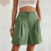 Damen High-Waist Shorts – Elegante kurze Hose mit Taschen, leicht und luftig