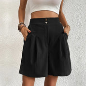 Damen High-Waist Bermuda-Shorts mit Taschen – elegante weite Sommershorts