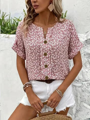 Damen Bluse mit Knöpfen und lockerem Schnitt