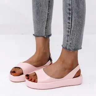 Damen Plateau-Sandalen mit elastischem Riemen – Leichte Komfort-Sandalen