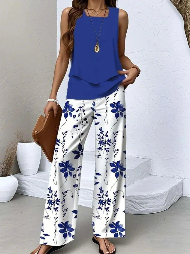 Damen Sommer-Set – ärmellose Bluse und Weithose