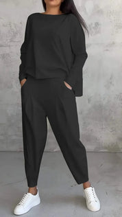 Damen Jogginganzug 2-teilig – Lässiges Set aus Sweatshirt und Hose