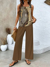 Damen Sommer-Set – ärmellose Bluse und Weithose