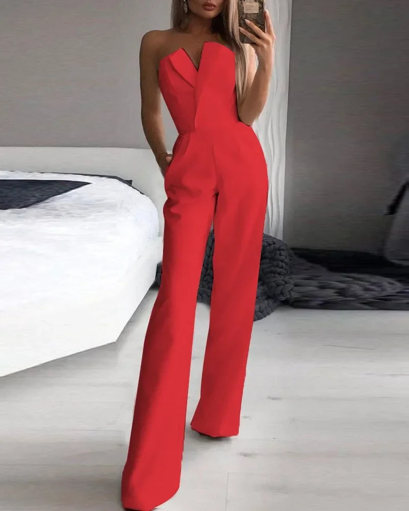 Eleganter Damen-Jumpsuit mit One-Shoulder-Design und weiten Beinen