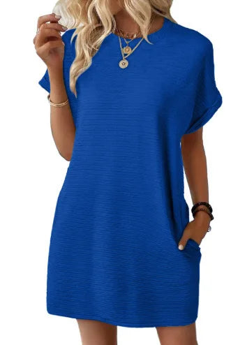 Damen Minikleid mit Taschen und kurzem Arm – lässiges Sommerkleid in Loose Fit
