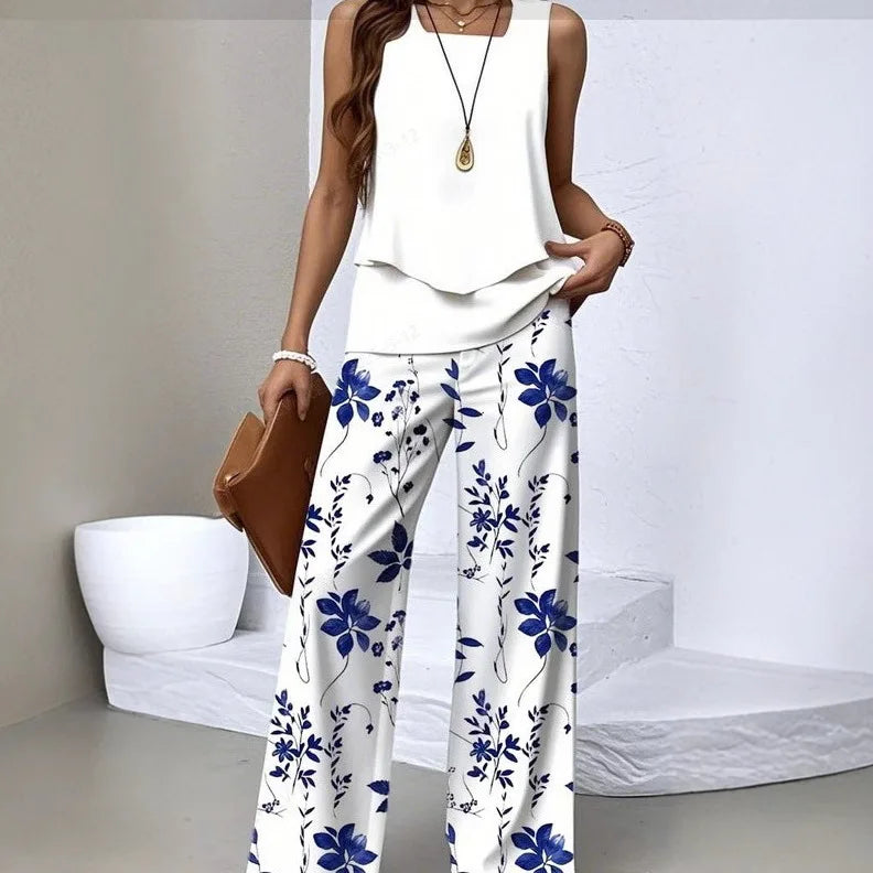 Damen Sommer-Set – ärmellose Bluse und Weithose
