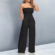 Damen Jumpsuit trägerlos mit weiten Beinen