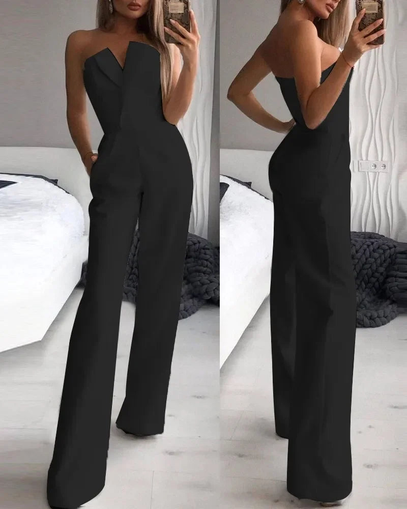 Eleganter Damen-Jumpsuit mit One-Shoulder-Design und weiten Beinen