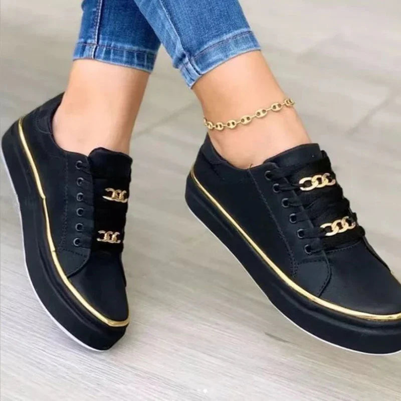 Damen Plateau-Sneaker mit dekorativen Details – bequeme Sportschuhe für den Alltag