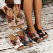 Damen Keilsandalen mit Blätter-Applikation
