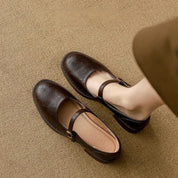 Damen Mary Jane Ballerinas mit Riemchen und niedrigem Absatz