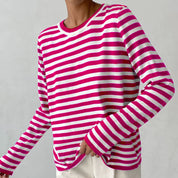Damen Oversize Streifenbluse mit langen Ärmeln