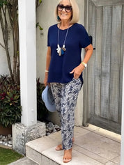 Damen Sommer-Set – lockere Bluse und Hose mit weitem Bein, leicht und elegant
