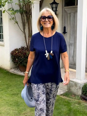 Damen Sommer-Set – lockere Bluse und Hose mit weitem Bein, leicht und elegant