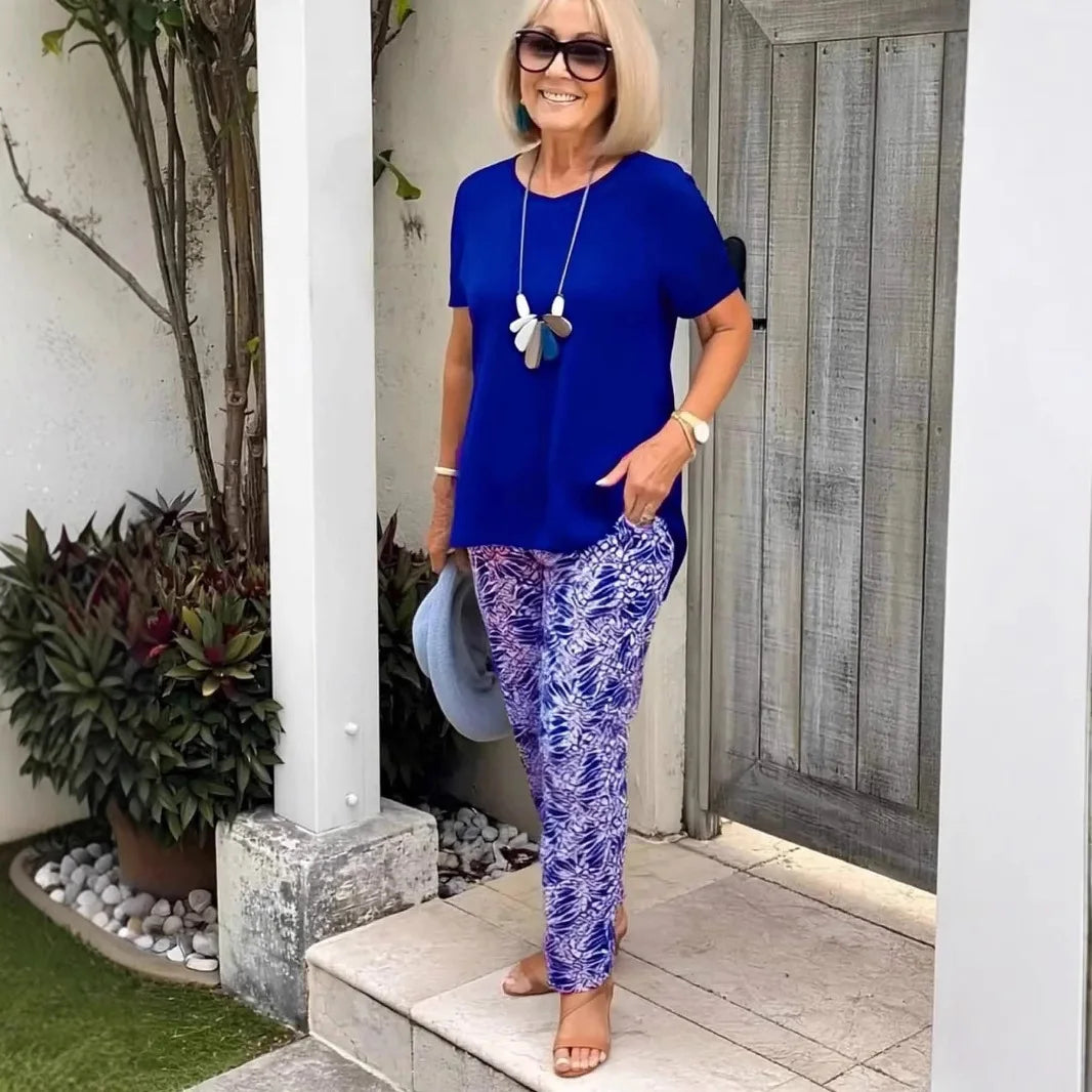 Damen Sommer-Set – lockere Bluse und Hose mit weitem Bein, leicht und elegant
