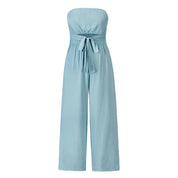 Damen Trägerloser Jumpsuit mit weiten Beinen