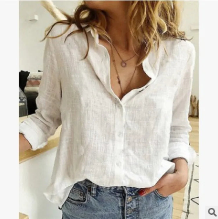 Damen Bluse mit Knöpfen – Lockere Langarmbluse
