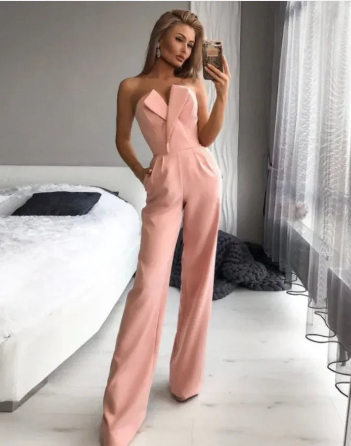 Eleganter Damen-Jumpsuit mit One-Shoulder-Design und weiten Beinen