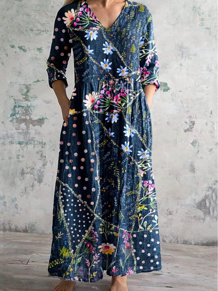 Langes Damen Boho-Kleid mit Blumenprint