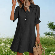 Damen Hemdblusenkleid A-Linie mit Kragen und Taschen