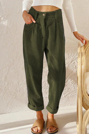 Damen Cordhose mit hohem Bund – lässige Hose mit elastischem Bund