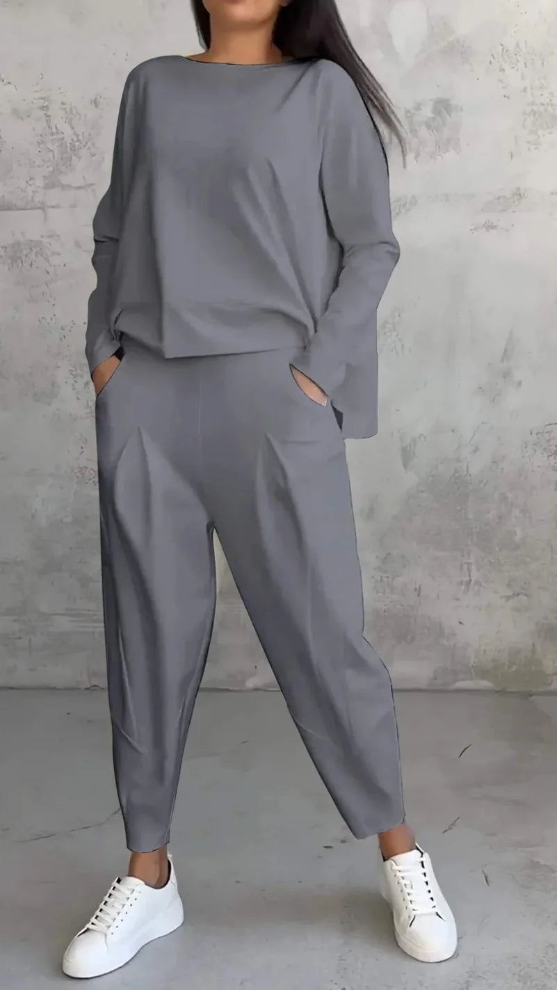 Damen Jogginganzug 2-teilig – Lässiges Set aus Sweatshirt und Hose