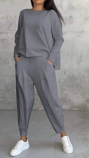 Damen Jogginganzug 2-teilig – Lässiges Set aus Sweatshirt und Hose