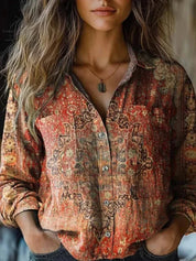Damen Boho-Bluse mit Blumenmuster und langen Ärmeln