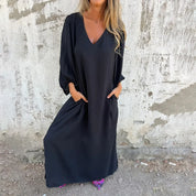 Damen Oversize Maxikleid mit Schlitz und Taschen