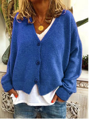 Damen Strickjacke mit V-Ausschnitt – leichter, weicher Cardigan