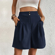 Damen High-Waist Bermuda-Shorts mit Taschen – elegante weite Sommershorts