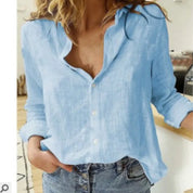 Damen Bluse mit Knöpfen – Lockere Langarmbluse